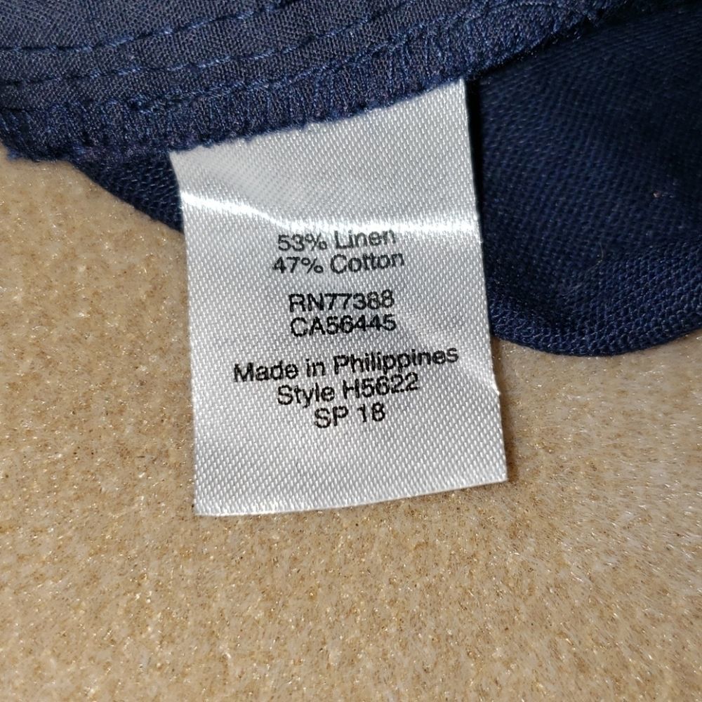 J Crew‎ Ruffle Top & Pocket Linen Blend Shorts Navy - Picture 6 of 6